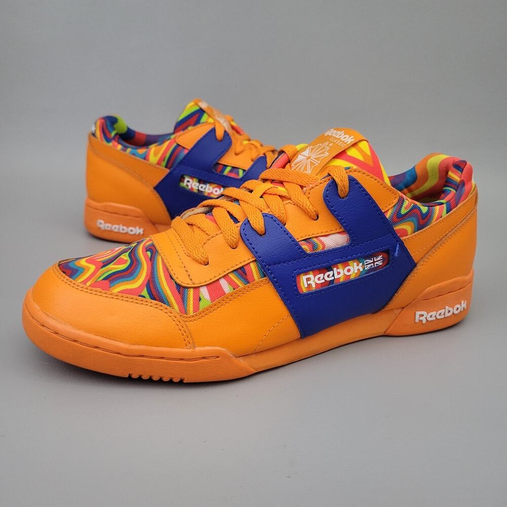 Vintage Reebok Leather Classic Mens Sneaker Retro Size 10.5 Orange Rare Tye Dye